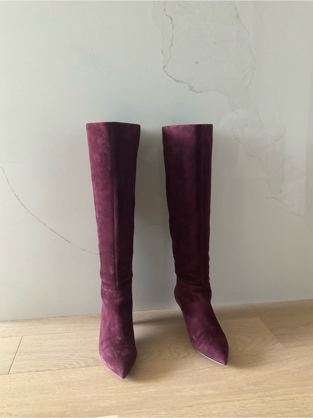 Nine West Women's Tall Suede Pointed-Toe Boots in Burgundy